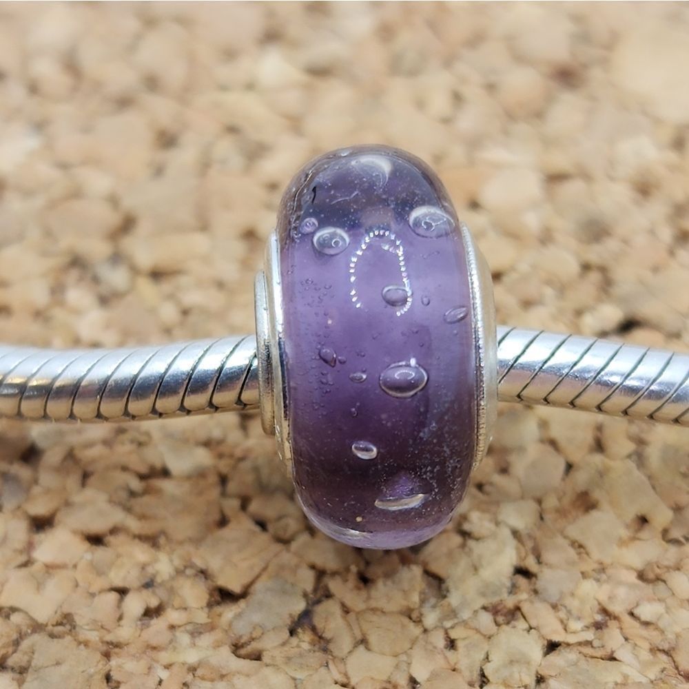 5/$21 925 Sterling Silver Purple Bubble Murano Charm Bead For Pandora